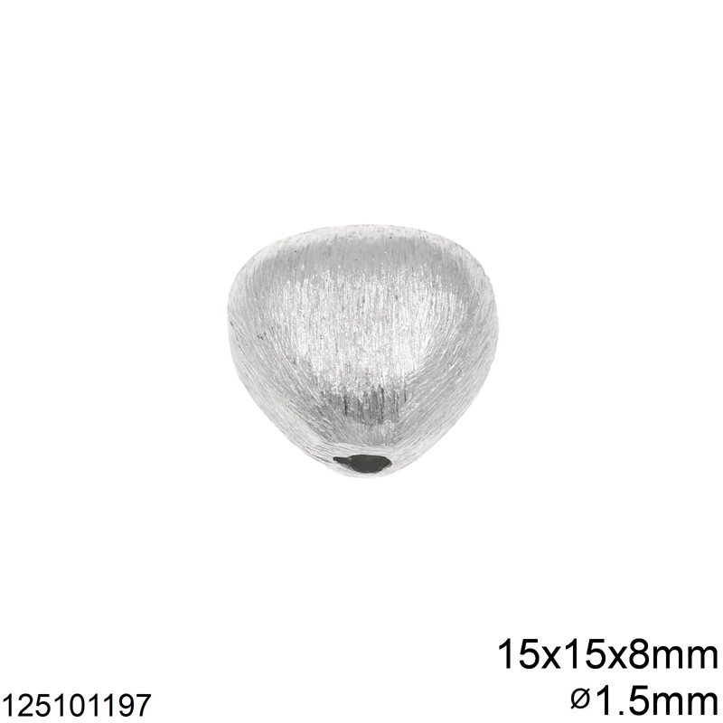 Silver 925 Bead Pearshape 15x15x8mm with Hole 1.5mm