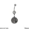 Stainless Steel Belly Button Ring with Hanging Elements 15mm