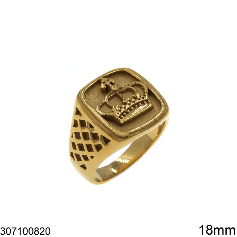 Stainless Steel Male Ring Plate with Crown 18mm