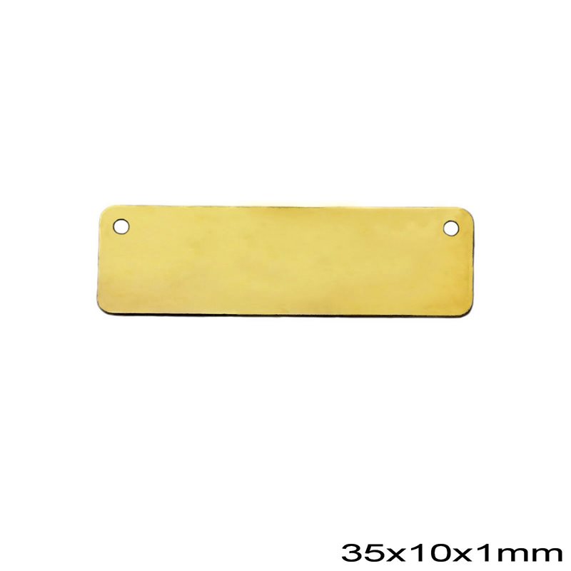 Brass Tag Spacer for Necklace 35x10x1mm