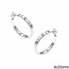 Silver 925  Square Sarniera Hoop Earrings 4mm