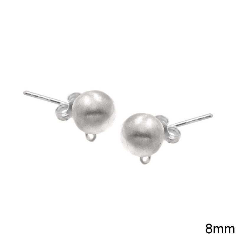 Silver 925 Stud Earrings with Ball 8mm  