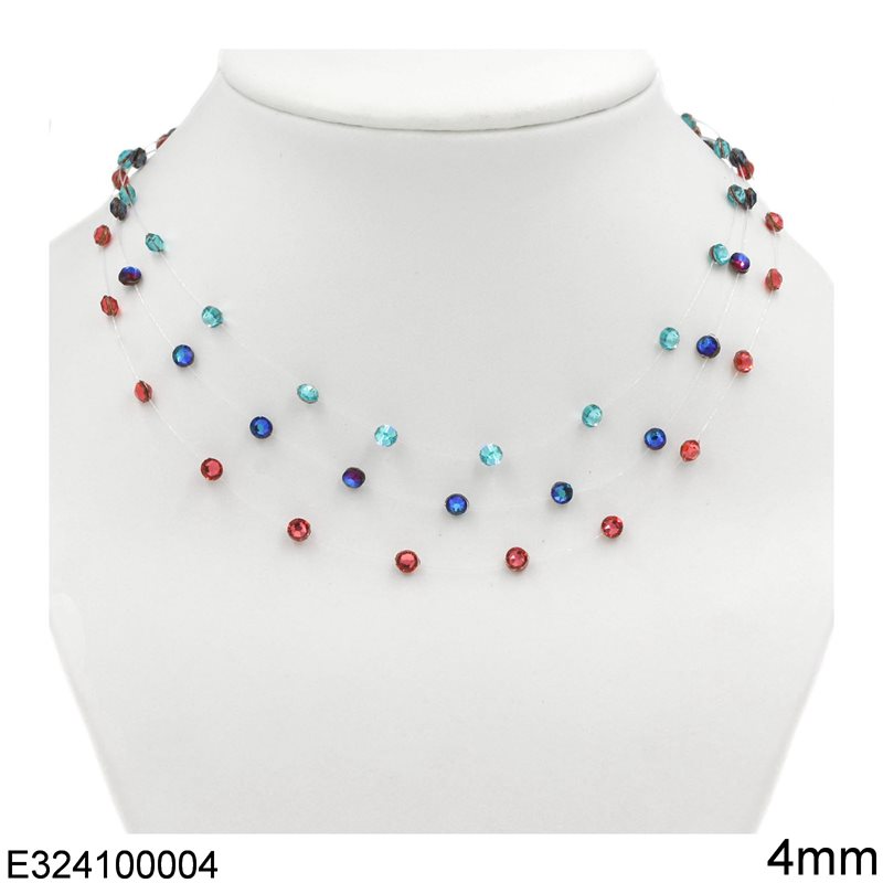 Naylon Line Thread with Stainless Steel Clasp and Swarovski Stones 4mm