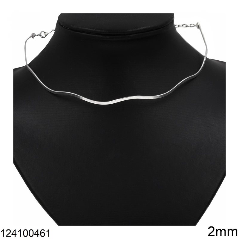 Silver 925 Choker Collar Necklace 2mm
