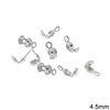 Brass Clamshell End Tip 4.5mm, Silver plated NF