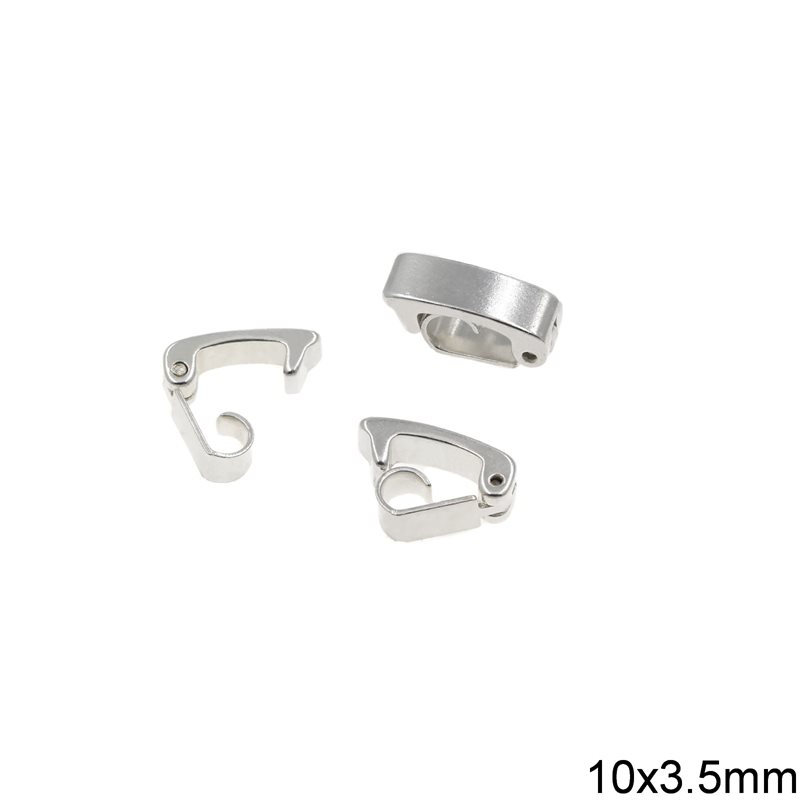 Brass Clasp 10x3.5mm, Silver plated