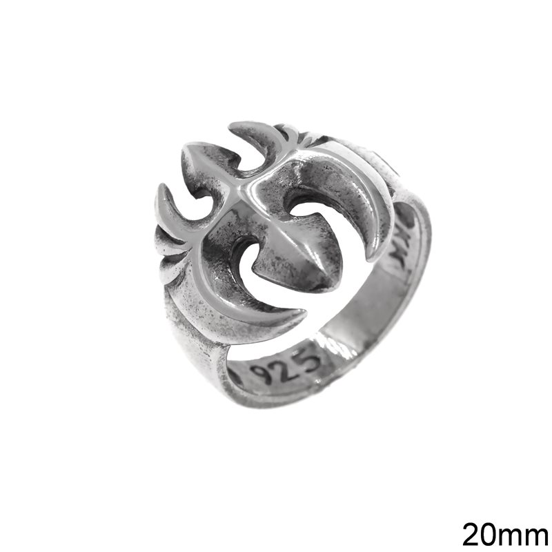 Δαχτυλίδι Ασημένιο 925 με Θυρεό 20mm