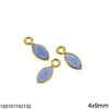 Silver 925 Navette Pendant with Stone 4x9mm