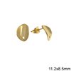 Stainless Steel Oval Wavy Earring Stud 11.2x8.5mm with Hole