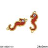 Stainless Steel Spacer Sea Horse with Enamel 24x9mm