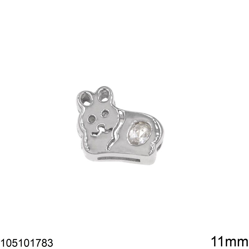 Silver 925 Pendant Cat with Zircon 11mm