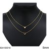 Gold Necklace with Zircon 5mm, 40cm K9 1.5gr