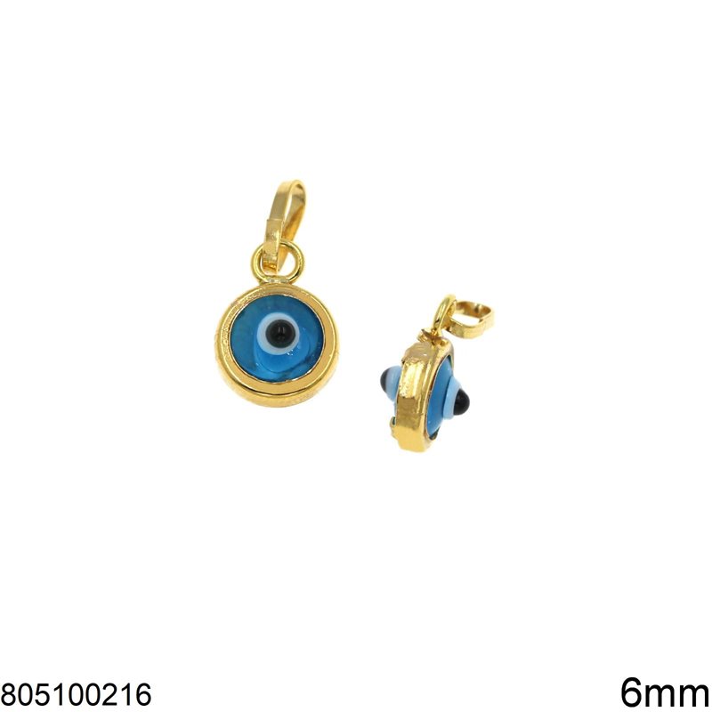 Gold Round Evil Eye Pendant 6mm K14 0.29gr