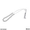 Silver 925 Worry Beads with Stripes and Shine Finish Bead 8mm
