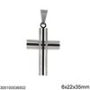 Silver 925 Pendant Cross with Stripes 6x22x35mm