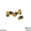 Brass Tube Bead with Evil Eye Enameled 8x6mm and Hole 4mm