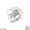 Silver 925 Ring Flower 23mm with Shiva's Eye 10mm