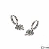 Silver 925  Earrings Palm Tree with Stones 12mm