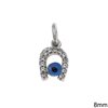 Silver 925 Pendant & Spacer Horseshoe with Zircon 8mm