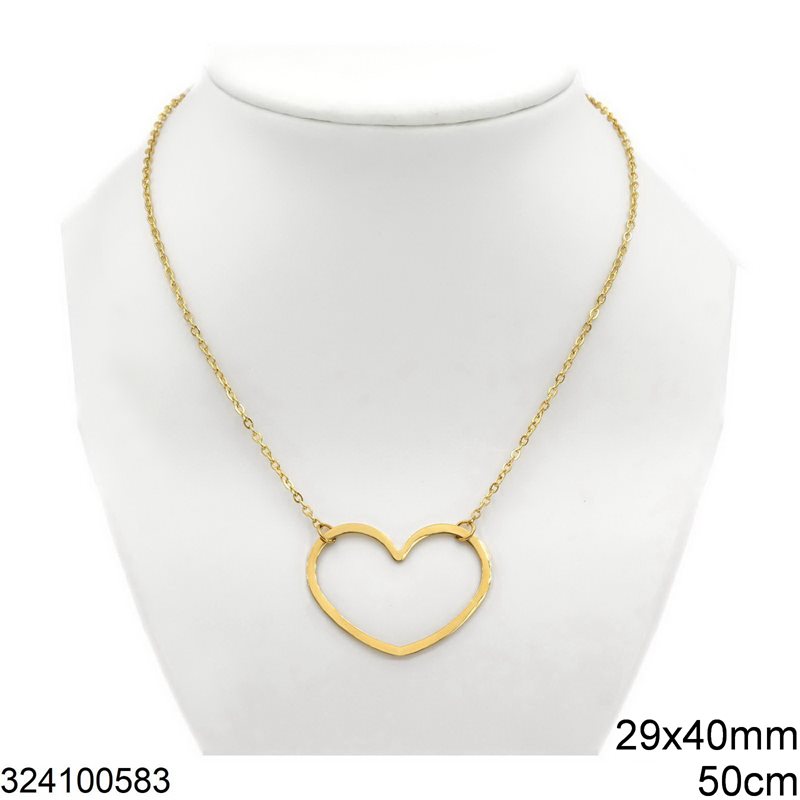 Stainless Steel Necklace with Heart 29x40mm