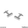 Stainless Steel Rectangle Cufflinks with Stripes 7x20mm