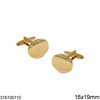 Stainless Steel Oval Cufflinks 16x19mm, Gold