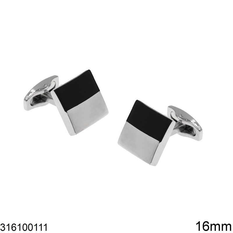 Stainless Steel Square Cufflinks 16mm,Two Tone