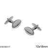 Stainless Steel Cufflinks Rugby Ball 10x18mm