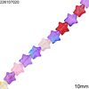 Glass Beads Star 10mm, Multicolor