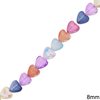Glass Beads Heart 8mm, Multicolor