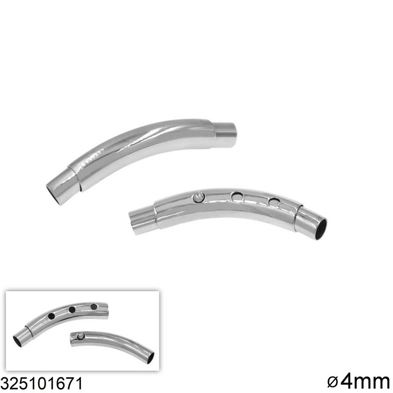 Stainless Steel Curved Tube Clasp Adjustable with Hole 4mm