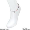 Stainless Steel Anklet with Multicollor Beads and Anchor 13x15mm