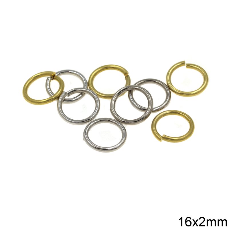 Brass Jump Ring Hard Wire 16x2mm