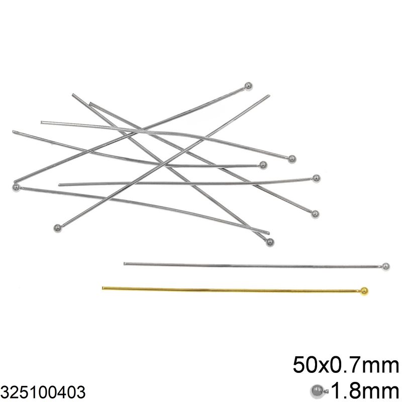 Stainless Steel Ball Head Pin 50x0.7mm
