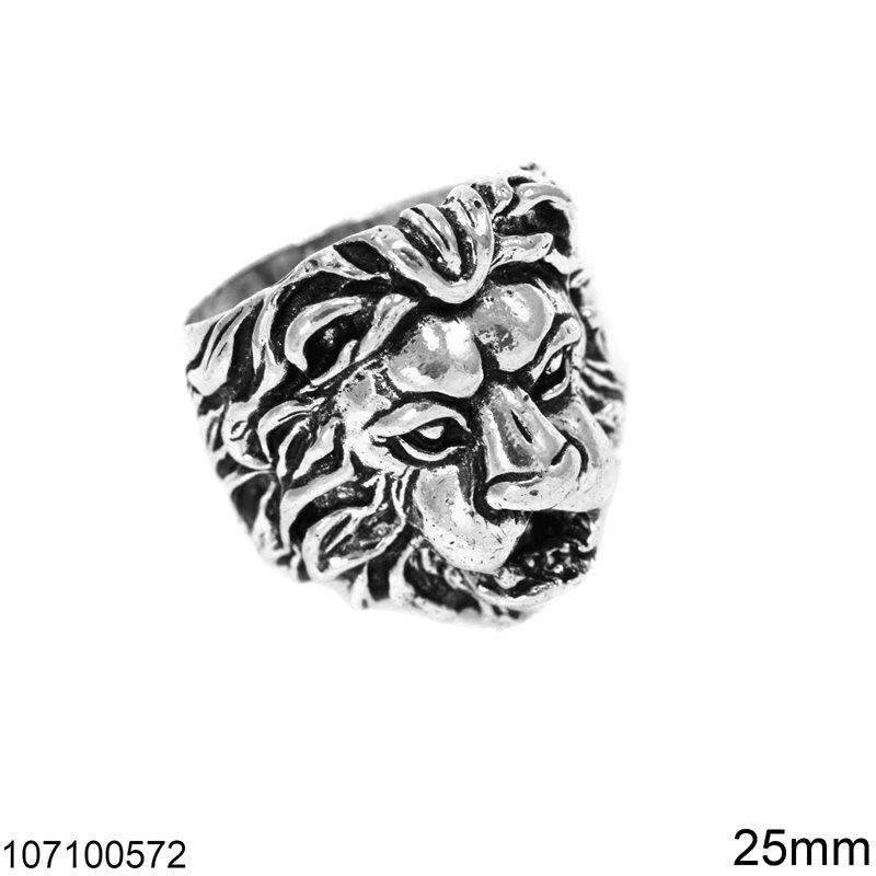 Δαχτυλίδι Ασημένιο 925 Κεφάλι Λιονταριού 25mm