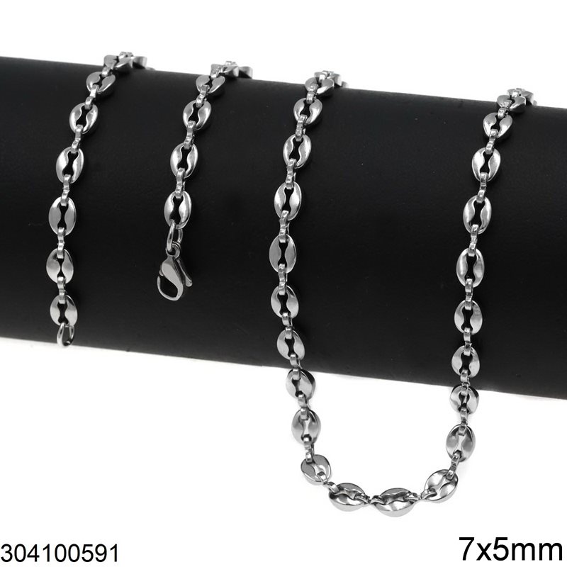Stainless Steel Lip Link Chain 7x5mm