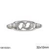 Silver 925 Spacer with Dolphins 32x10mm
