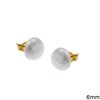 Stainless Steel Earrings with Cabochon Pearl  6-10mm