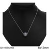 Stainless Steel Round Bead Necklace with "Mom" and Strass 8x12mm