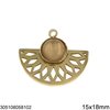 Stainless Steel Finding Filigree Fan with Stone 15x18mm