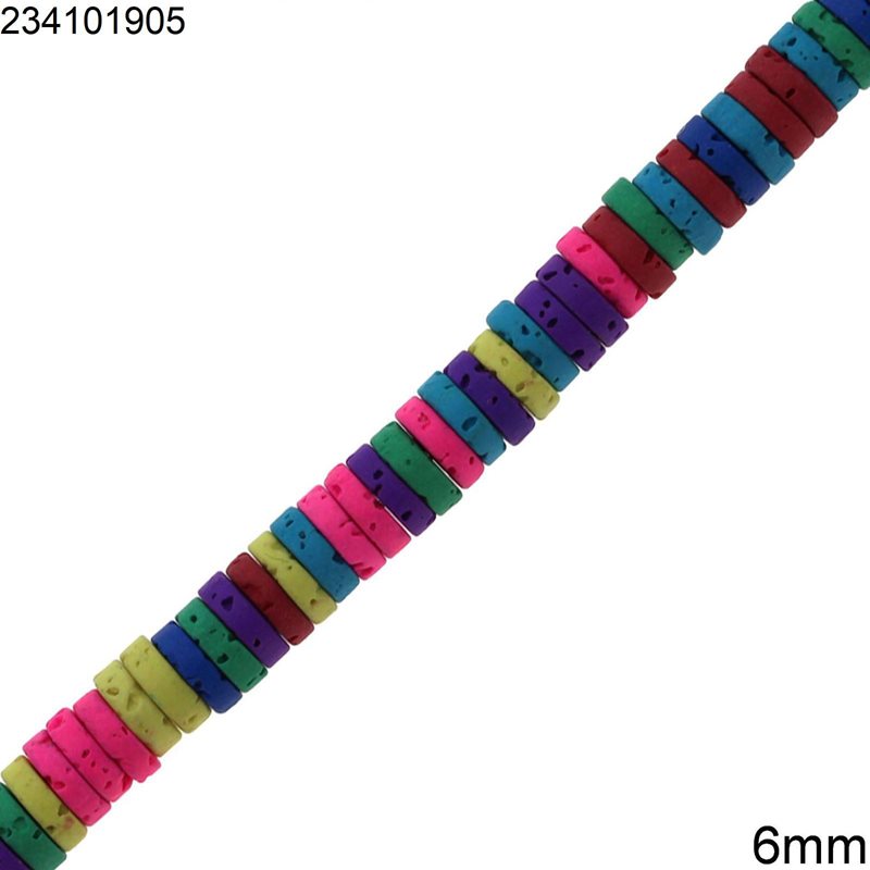 Lava Rondelle Beads 6mm, Multicolor