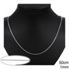 Brass Square Snake Chain 1mm, 50cm Silver plated