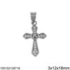 Silver 925 Pendant Cross with Zircon 4x16x24mm