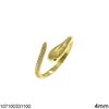 Δαχτυλίδι Ασημένιο 925 Φίδι με Ουρά Ζιργκόν 4mm 