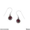 Silver 925 Hook Earrings with Round Semi Precious Stone 5mm