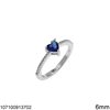 Silver 925 Ring Heart Zircon with Stones 6mm