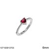 Silver 925 Ring Heart Zircon with Stones 6mm