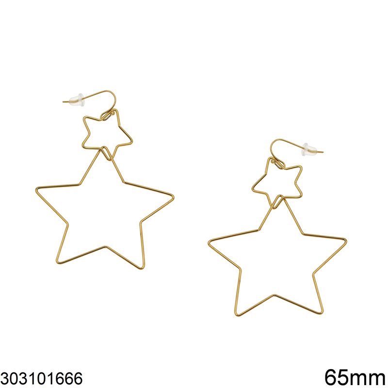 Stainless Steel Hook Earrings Stars 65mm