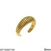 Stainless Steel Ring Bold Stripe Textured Open 8mm