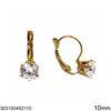 Stainless Steel Hook Earrings with Zircon 7-10mm